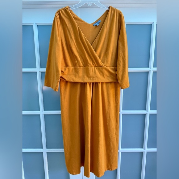 Jessica London Classic Cotton Rich Orange Designer Stretch Dress Size 22W - Picture 2 of 9